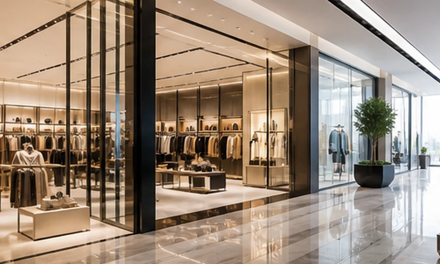 Modern retail shopfront in a premium mall corridor